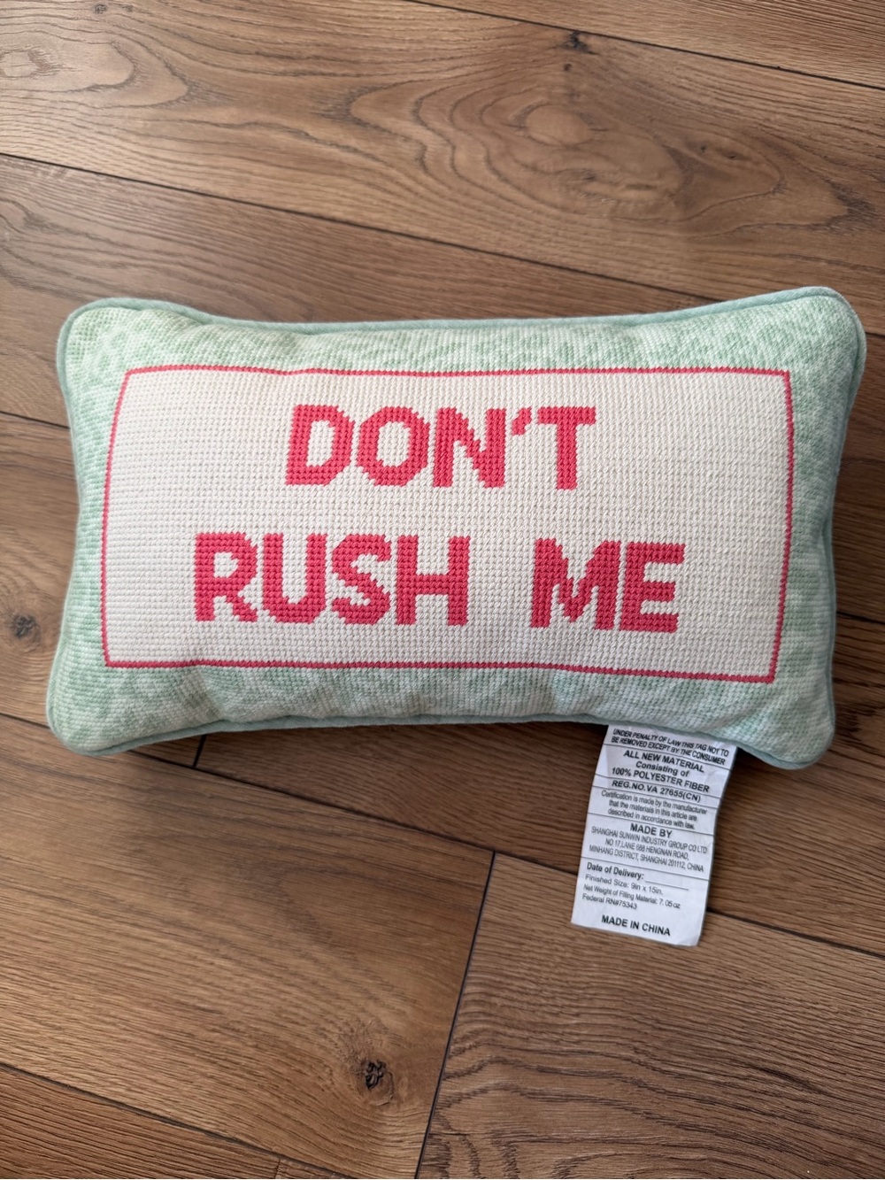 Rachel Zoe 'Don't Rush Me' Mint Green and Pink Accent Pillow